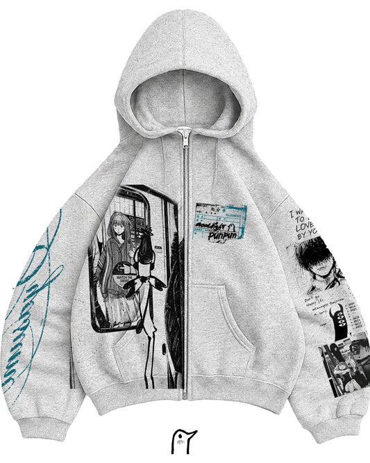 Zip Hoodie OYASUMI PUN PUN GRIS