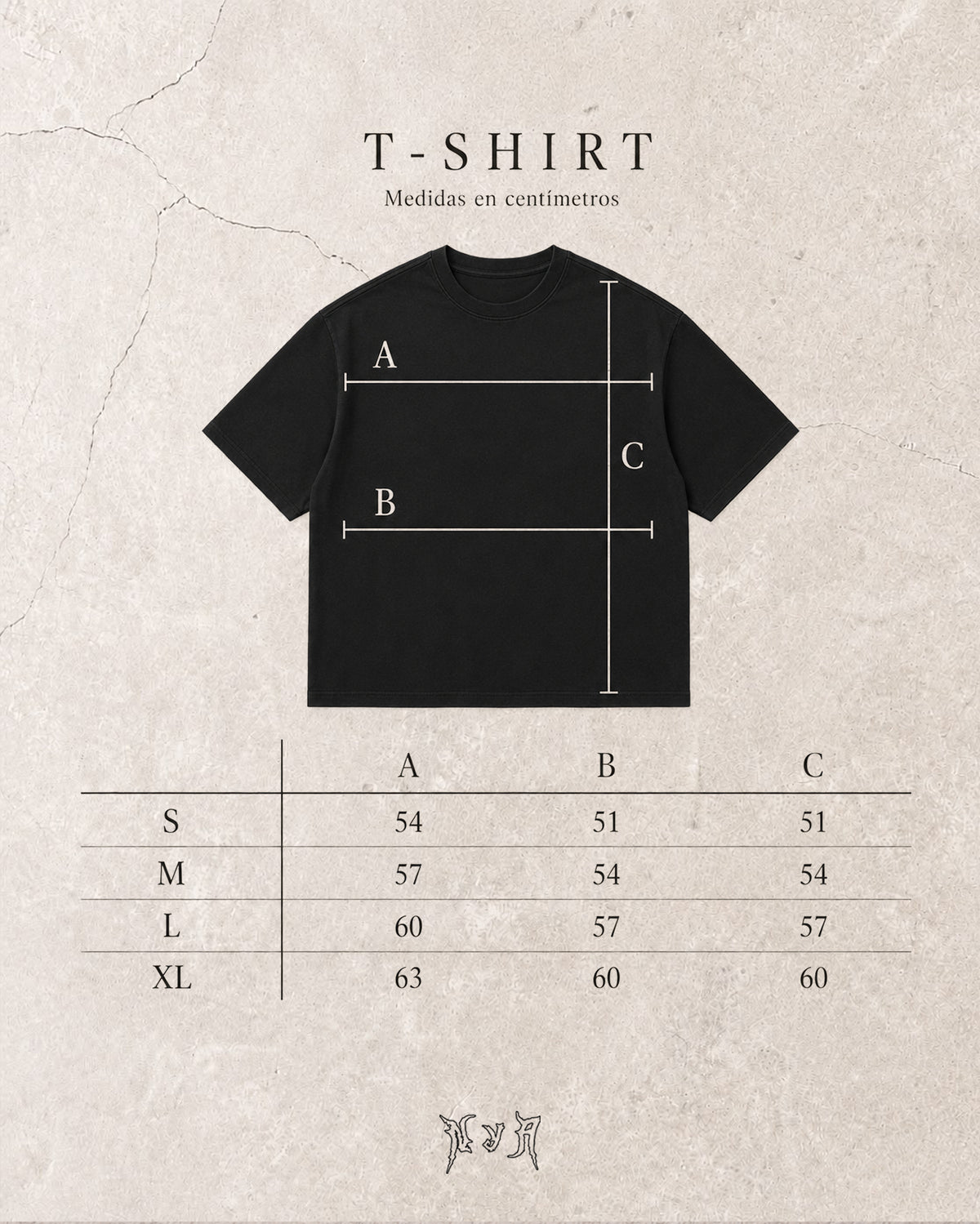 Tabla de medidas de T-Shirt Boxy fit INIO ASANO
